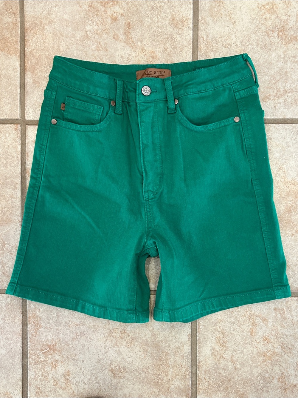 Judy Blue Green High-Rise Jean Shorts - Picture 6 of 6